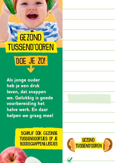 Boodschappenlijstje met inspiratie van gezonde tussendoortjes